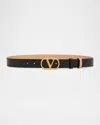 Valentino Garavani Vlogo Signature Reversible Leather Belt, 30mm In Black