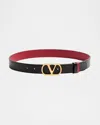 Valentino Designer Leather Belt Reversible Adjustable Length In Black