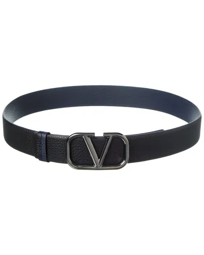 Valentino Garavani Valentino Vlogo Signature Reversible Leather Belt In Black