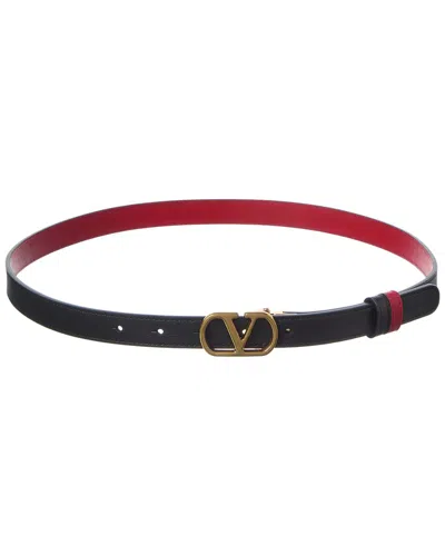 Valentino Garavani Valentino Vlogo Signature Reversible Leather Belt In Black