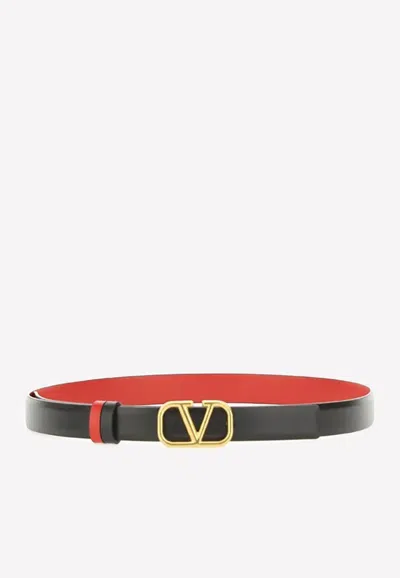 Valentino Garavani Vlogo Signature Reversible Leather Belt In Black