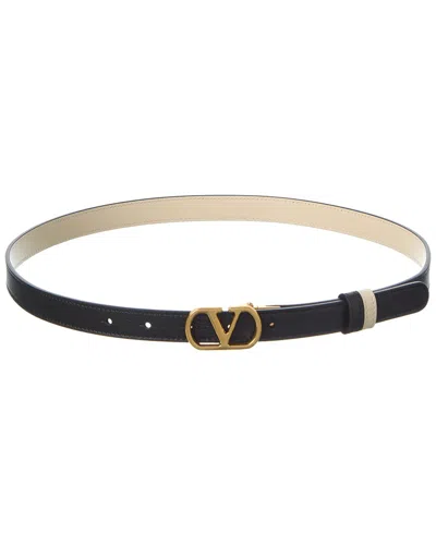Valentino Garavani Valentino Vlogo Signature Reversible Leather Belt In Black