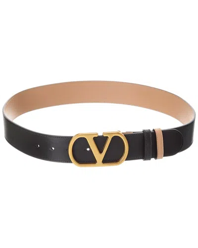 Valentino Garavani Valentino Vlogo Signature Reversible Leather Belt In Black