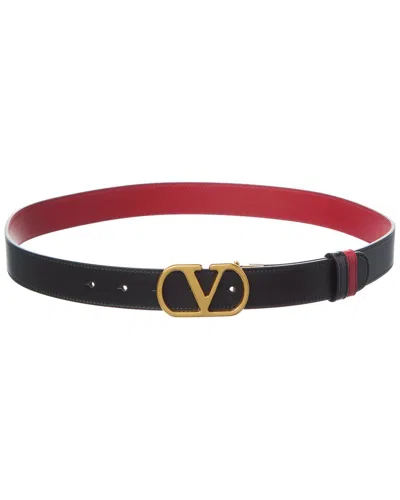 Valentino Garavani Valentino Vlogo Signature Reversible Leather Belt In Orange