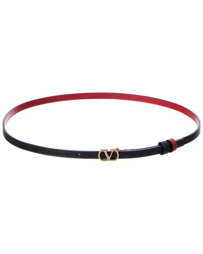 Valentino Garavani Valentino Vlogo Signature Reversible Leather Belt In Black