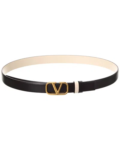 Valentino Garavani Valentino Vlogo Signature Reversible Leather Belt In Black