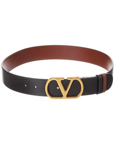 Valentino Garavani Valentino Vlogo Signature Reversible Leather Belt In Black