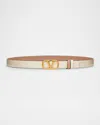 Valentino Vlogo 20mm Reversible Leather Belt In C34 Light Ivory Rose Cannelle