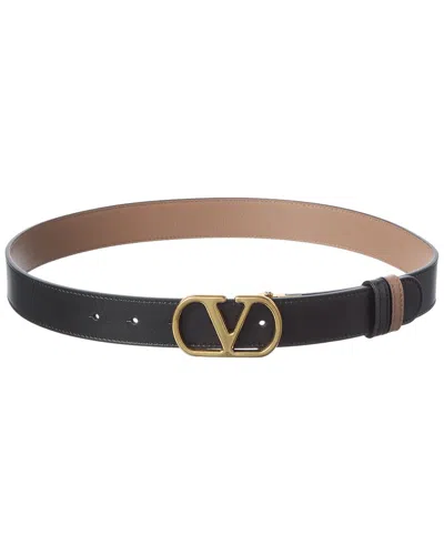 Valentino Garavani Valentino Vlogo Signature Reversible Leather Belt In Orange