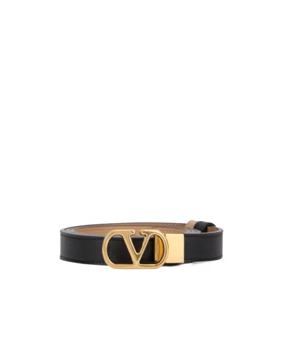 Valentino Garavani Vlogo Signature Reversible Shiny Calfskin Belt - 20mm / 1.2 In. In Black