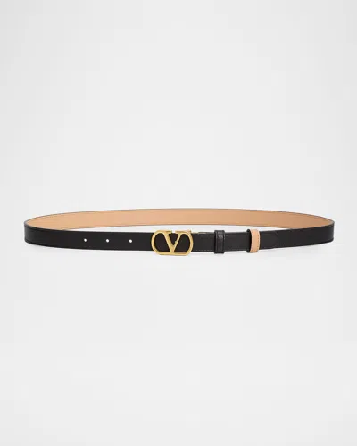 Valentino Garavani Vlogo Signature Reversible Shiny Calfskin Belt 20mm