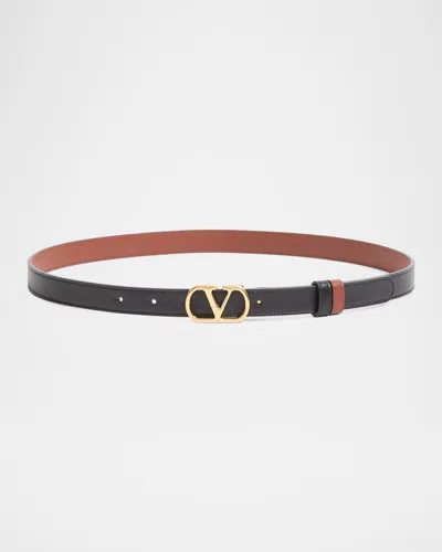 Valentino Garavani Vlogo Signature Reversible Shiny Calfskin Belt 20mm