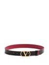 Valentino Garavani Vlogo Signature Reversible Shiny Calfskin Belt 30 Mm In Black