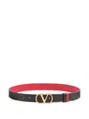 Valentino Designer Leather Belt Reversible Adjustable Length In Black