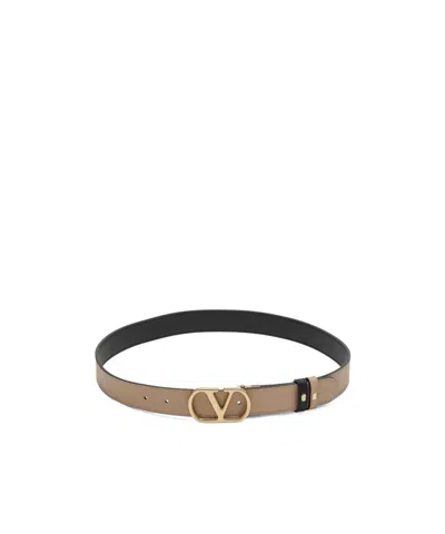 Valentino Garavani Vlogo Signature Reversible Shiny Calfskin Belt - 30mm / 1.2 In. In Metallic