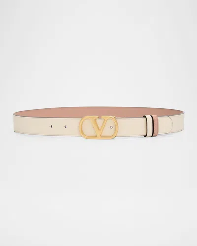 Valentino Garavani Vlogo Signature Reversible Shiny Calfskin Belt 30mm