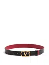 Valentino Garavani Vlogo Signature Reversible Shiny Calfskin Belt - 20mm / 1.2 In. Woman Black/deep In Black