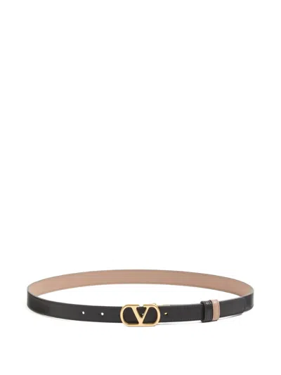 Valentino Garavani Valentino Vlogo Signature Reversible Leather Belt In Black