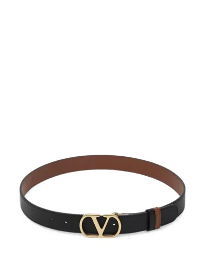 Valentino Garavani Vlogo Signature Reversible Shiny Calfskin Belt In Animal Print