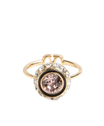 VALENTINO GARAVANI VLOGO SIGNATURE RING IN METAL, ENAMEL AND CRYSTALS