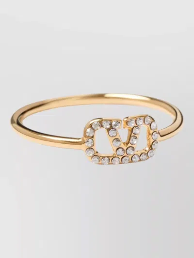 Valentino Garavani Vlogo Signature Ring Metal And Swarovski Crystals