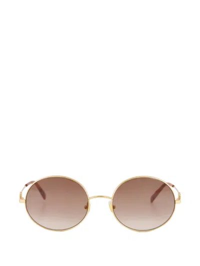 Valentino Vlogo Signature Round-frame Sunglasses In Brown