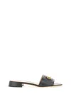 Valentino Vlogo Signature Leather Slides In Black