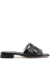 Valentino Black Quilted Nappa Leather Quiltie 67 Slide Sandals In Black
