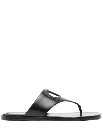 Valentino Garavani Women Vlogo Cut-out Leather Sandals In Black