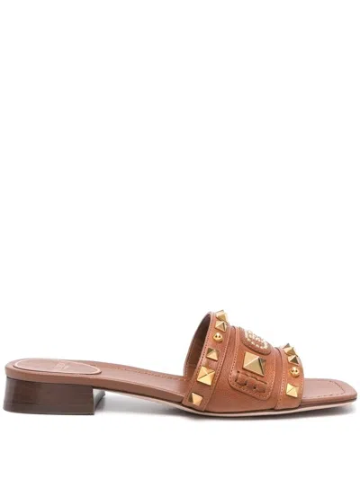 Valentino Garavani Vlogo Signature Sandals In Brown
