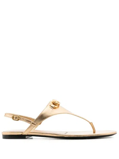 Valentino Garavani Vlogo Signature Sandals In Gold
