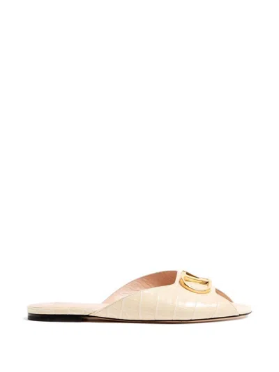 Valentino Garavani Vlogo Signature Sandals With Print In Neutral