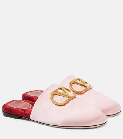 VALENTINO GARAVANI VLOGO SIGNATURE SATIN SLIDES