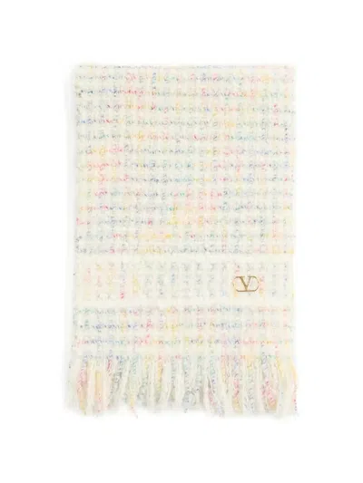 Valentino Vlogo Signature Wool And Cashmere Scarf In Neutral