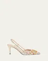 Valentino Vlogo Embellished Metallic Leather Slingback Pumps In Pink