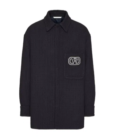 Valentino Vlogo Signature Shirt Jacket In Black