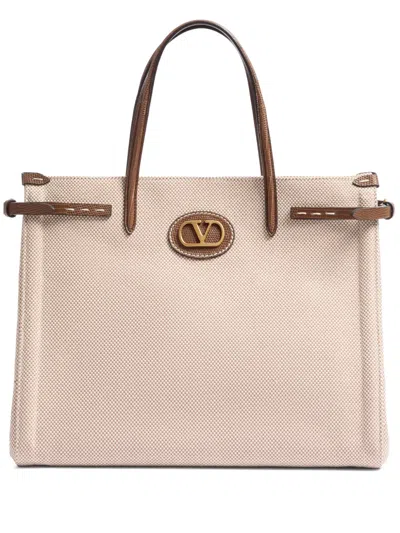 Valentino Garavani Vlogo Signature Shopper In Nude