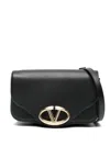 Valentino Vlogo Signature Leather Crossbody Bag In Black