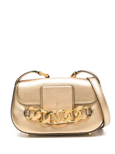 Pre-owned Valentino Garavani Vlogo Signature Shoulder Bag In Gold