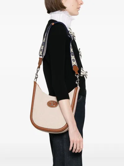 Valentino Garavani Vlogo Signature Shoulder Bag In Neutrals