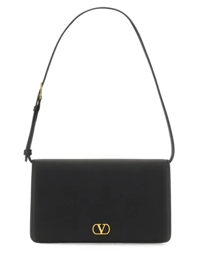 Valentino Garavani Vlogo Signature Shoulder Strap Wallet In Black