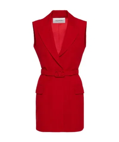 Valentino Vlogo Signature Sleeveless Jacket In Red