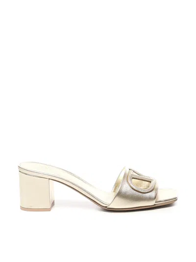 Valentino Garavani Vlogo Signature Slide Sandal In Gold