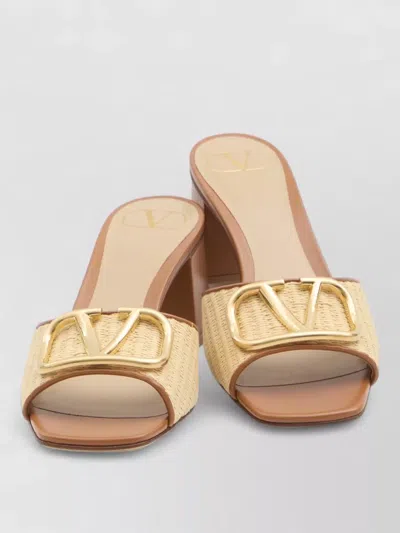 Valentino Garavani Vlogo Signature Slide Sandals Block Heel In Brown