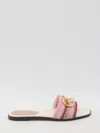 Valentino Vlogo Signature Slide Sandal With Crochet Embroidery In Gold