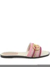 Valentino Vlogo Signature Slide Sandal With Crochet Embroidery In Pink