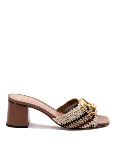 Valentino Garavani V Logo Sandal In Brown