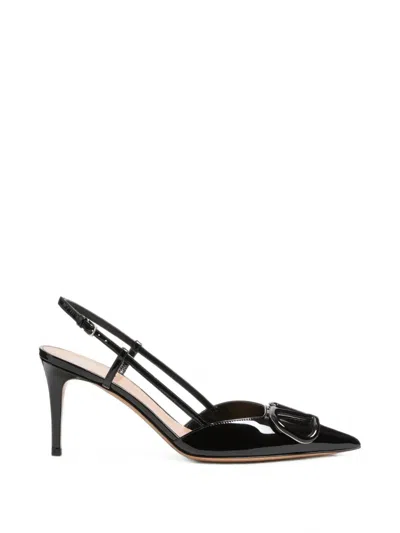 Valentino Garavani Vlogo Signature Slingback Leather Heeled Pumps In Black