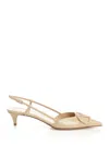 Valentino Vlogo Signature Slingback Pump In Patent Leather Scarpe Basse Beige