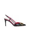 Valentino Garavani Vlogo Signature Satin Slingback Pumps 80mm Woman Black 40.5